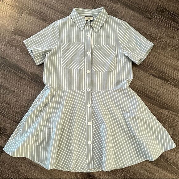 Tuckernuck Celadon Green Stripe Meryl Shirt Dress - Picture 1 of 8